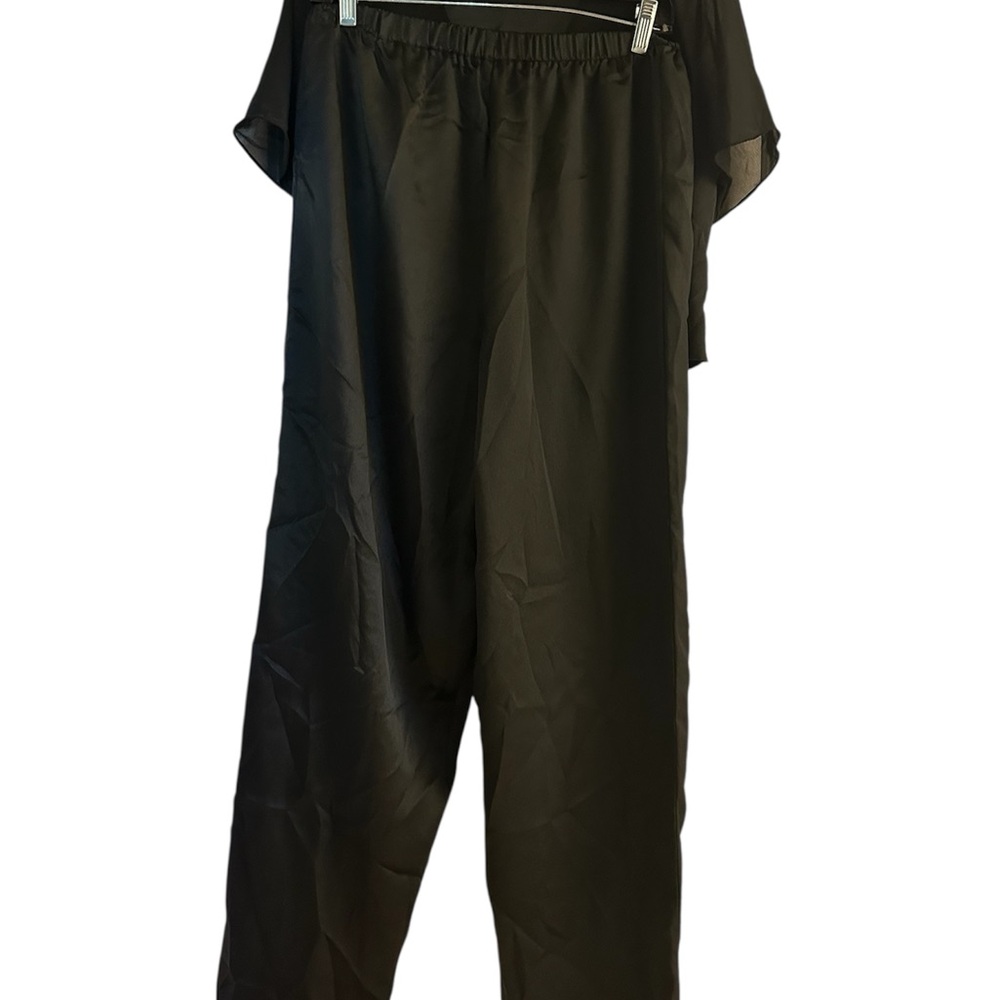 Val Mode Lingerie - Black Satin Pajama Set- Small - Picture 3 of 5